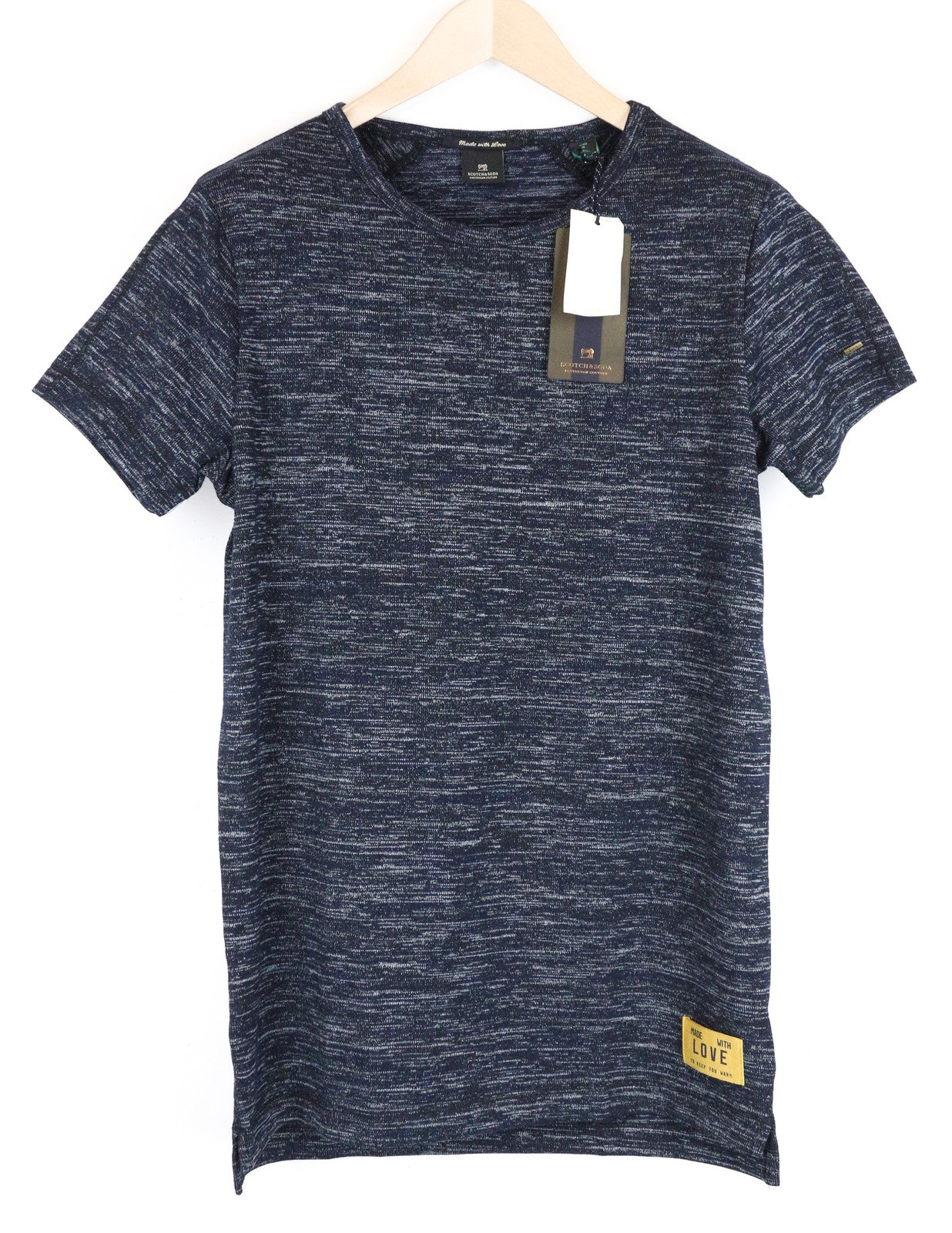 SCOTCH & SODA S Navy T-Shirt Men's Cotton Blend Stretch Short Sleeve