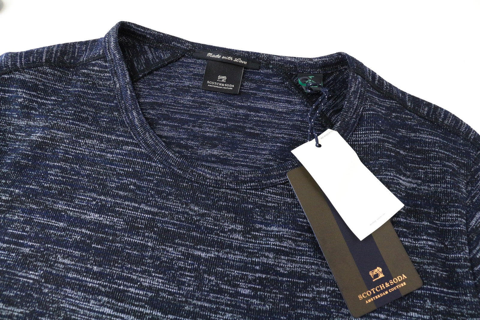 SCOTCH & SODA S Navy T-Shirt Men's Cotton Blend Stretch Short Sleeve