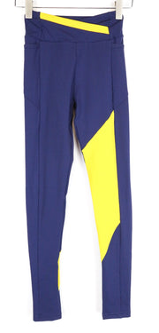 GYMSHARK Purple/Yellow Women's XS Leggings Stretch Pocketed Gymwear