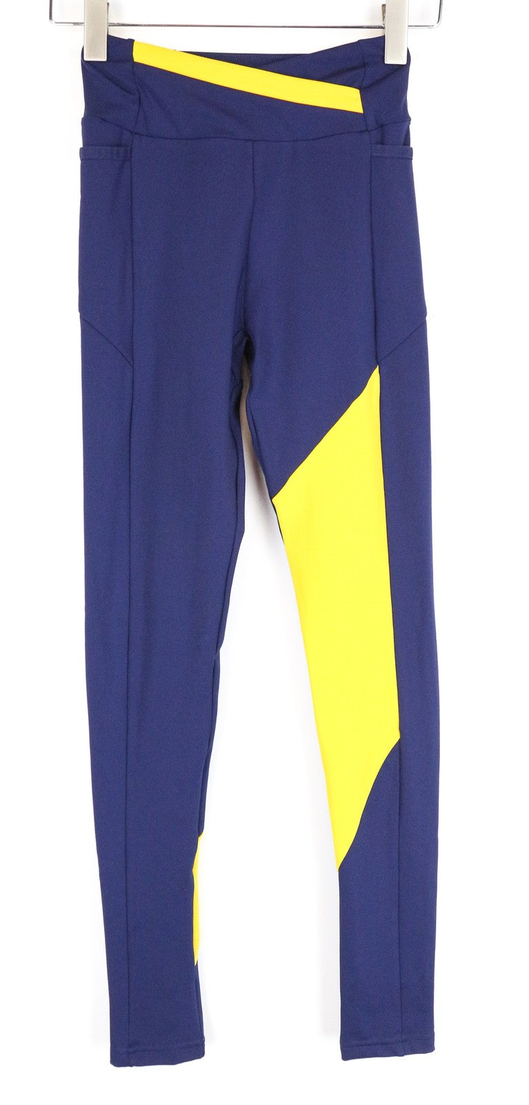 GYMSHARK Purple/Yellow Women's XS Leggings Stretch Pocketed Gymwear