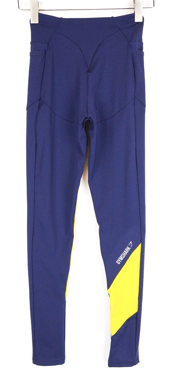 GYMSHARK Purple/Yellow Women's XS Leggings Stretch Pocketed Gymwear