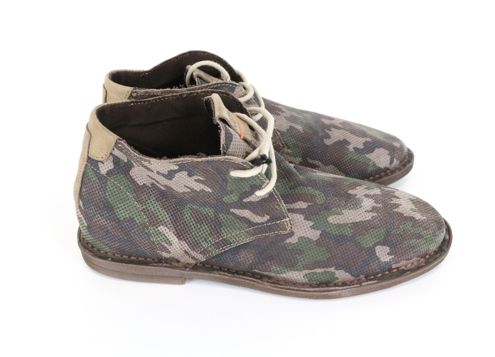 REPLAY EU40 Men's Military Shoes Brown Green Pattern High-Top Laced