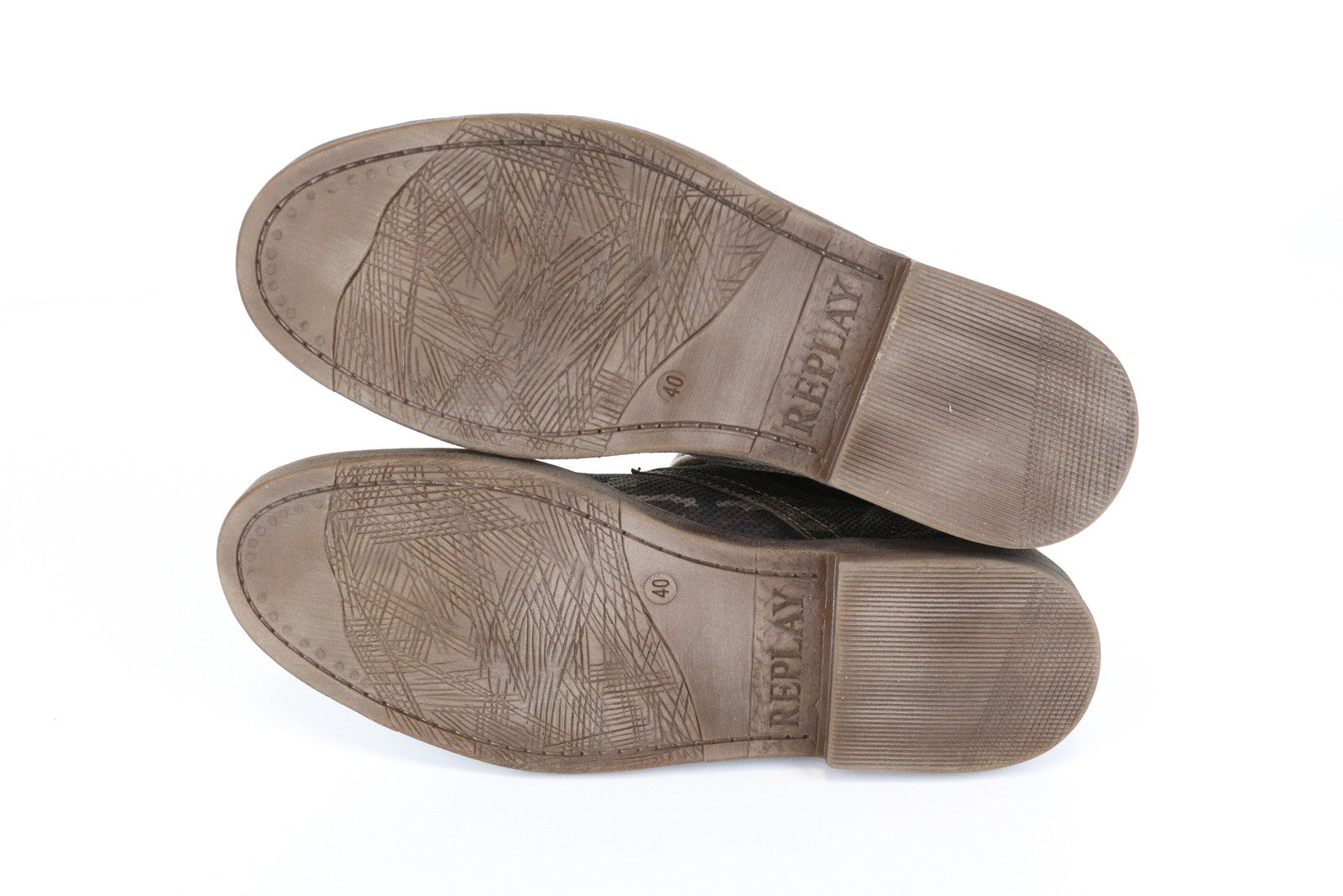 REPLAY EU40 Men's Military Shoes Brown Green Pattern High-Top Laced