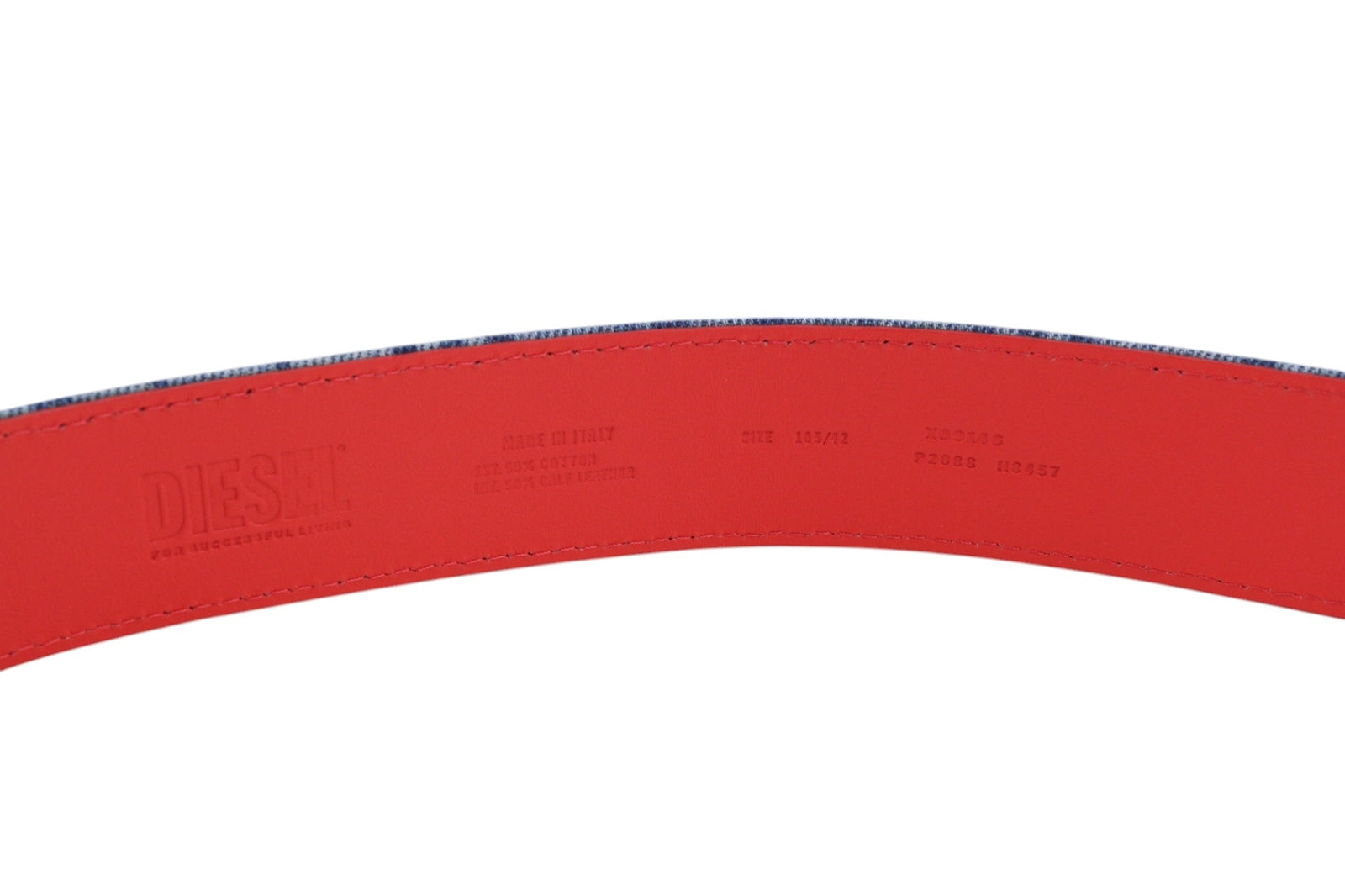 DIESEL B-Monogram Men Belt 105 cm Blue Leather Denim Patterned Casual RRP€150