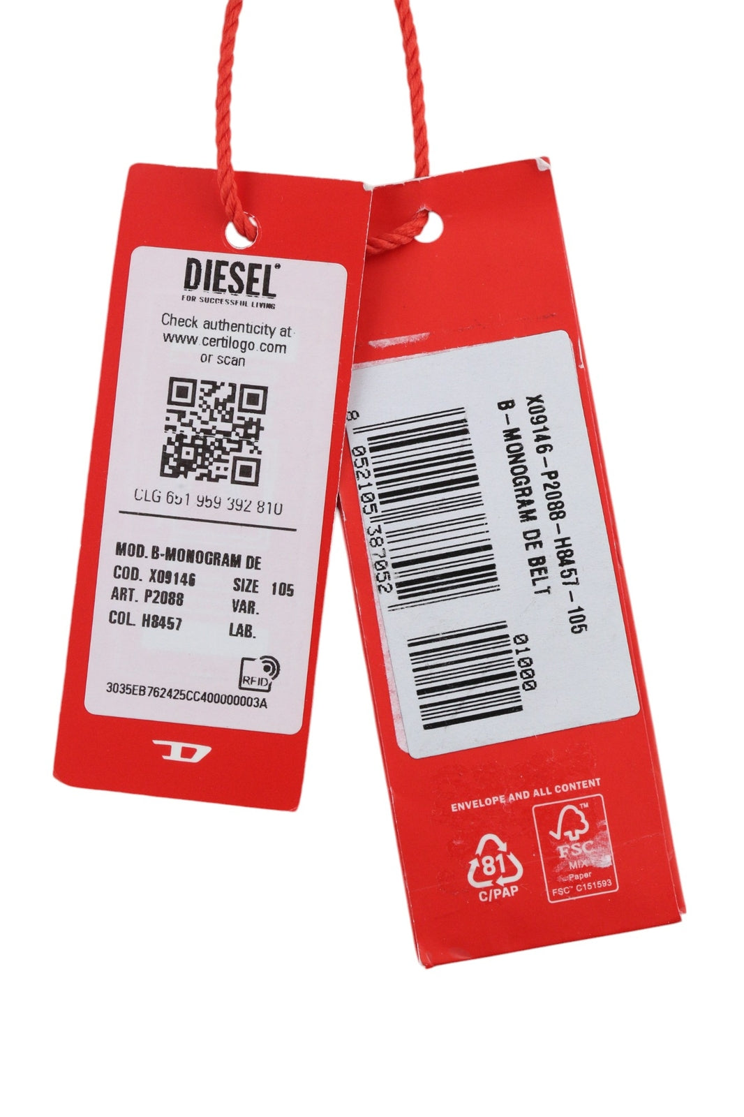 DIESEL B-Monogram Men Belt 105 cm Blue Leather Denim Patterned Casual RRP€150