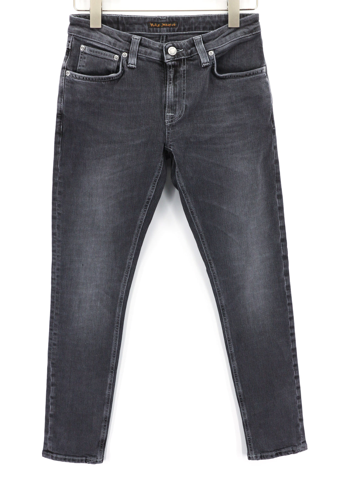 NUDIE JEANS Skinny Lin Men Jeans W29/L30 Tight Fit Washed Cotton Stretch Grey