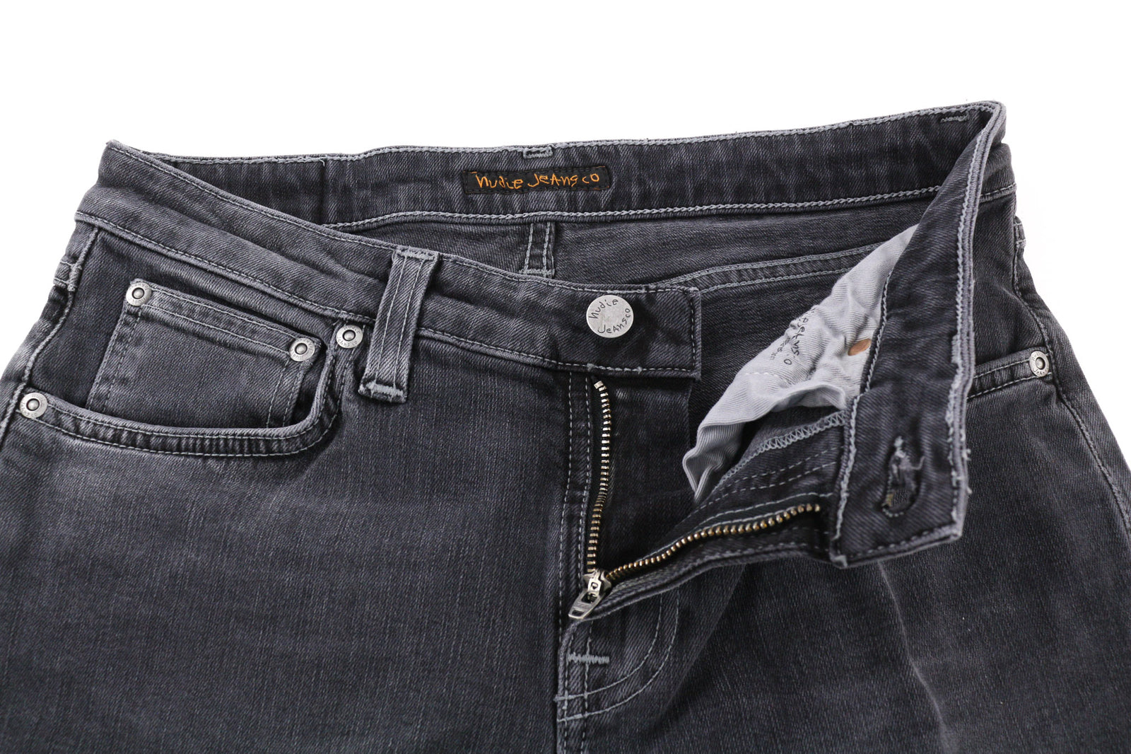 NUDIE JEANS Skinny Lin Men Jeans W29/L30 Tight Fit Washed Cotton Stretch Grey