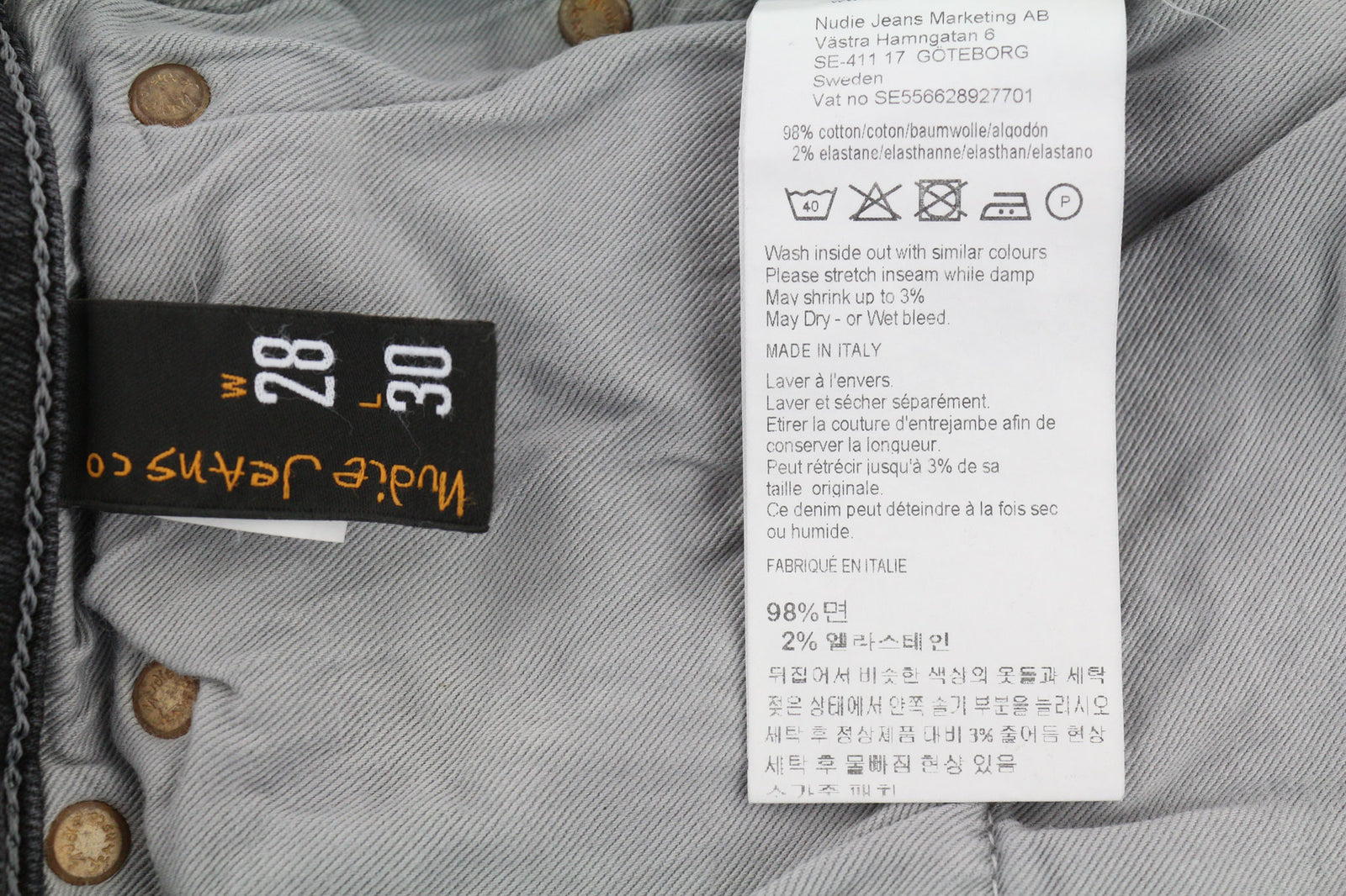 NUDIE JEANS Skinny Lin Men Jeans W28/L30 Tight Cotton Stretch Shimmering Grey