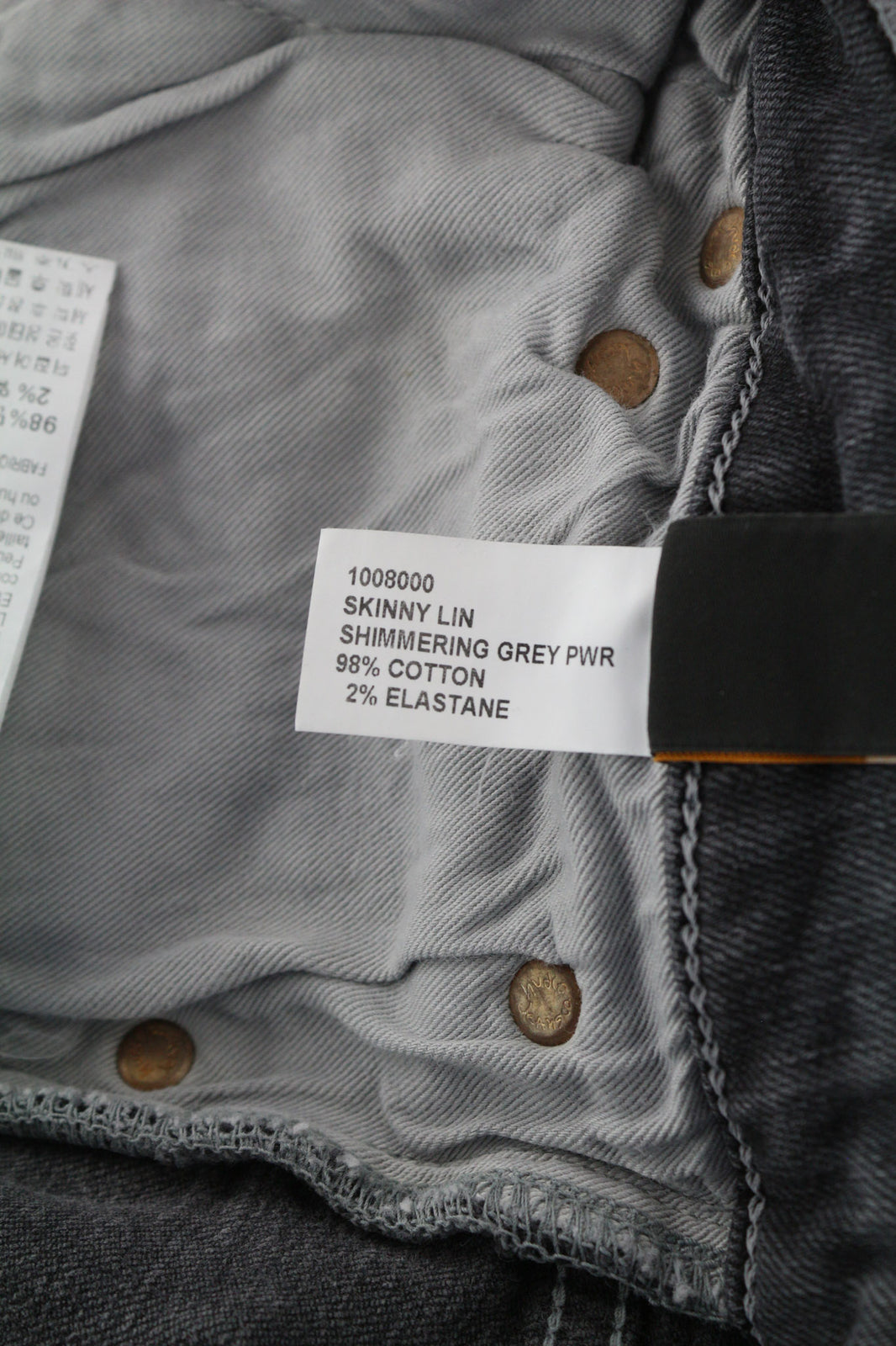 NUDIE JEANS Skinny Lin Men Jeans W28/L30 Tight Cotton Stretch Shimmering Grey