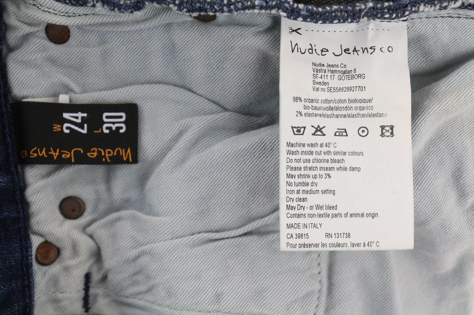 NUDIE JEANS High Kai Women Jeans W24/L30 Slim Fit Wash Blue Cotton Stretch