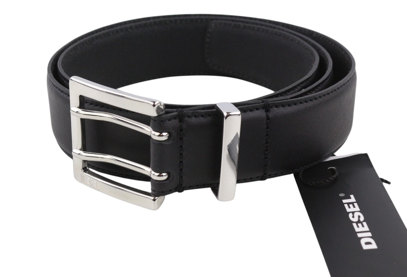 DIESEL B-Rock Men Belt 90 cm Black 100% Leather Eyelet Detail RRP€80