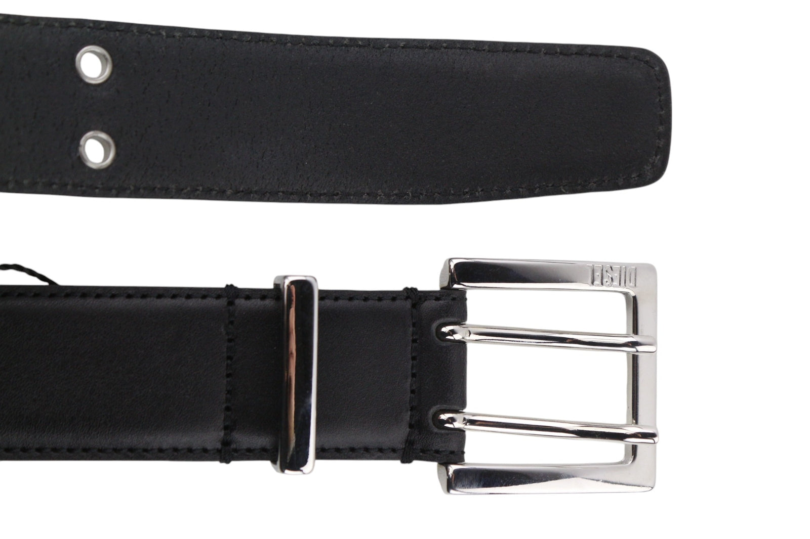 DIESEL B-Rock Men Belt 90 cm Black 100% Leather Eyelet Detail RRP€80