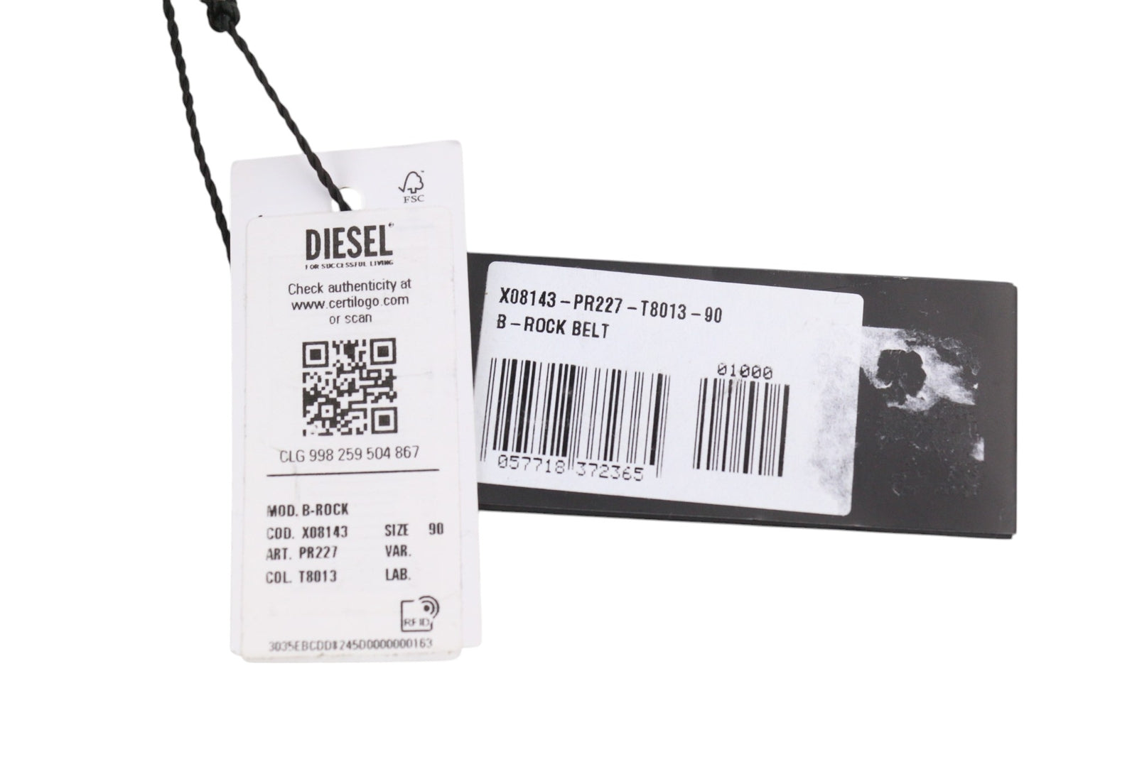 DIESEL B-Rock Men Belt 90 cm Black 100% Leather Eyelet Detail RRP€80