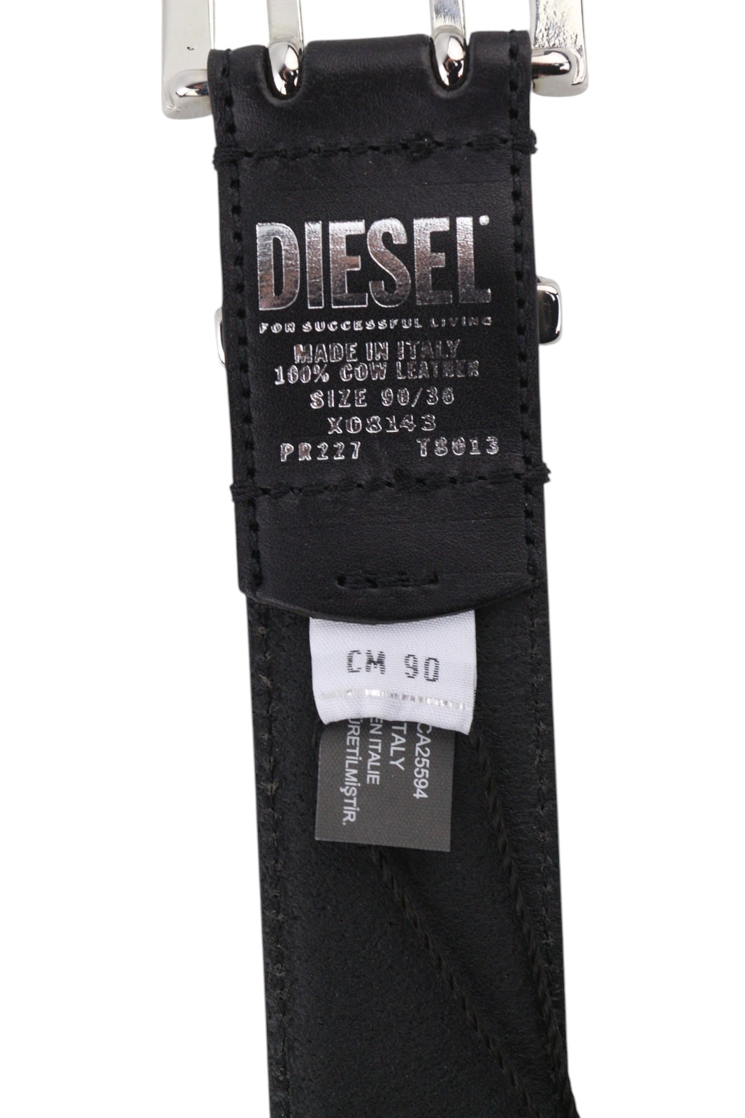 DIESEL B-Rock Men Belt 90 cm Black 100% Leather Eyelet Detail RRP€80