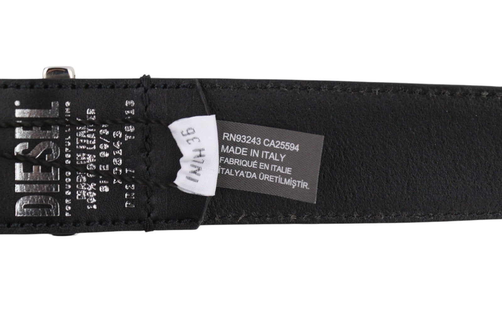 DIESEL B-Rock Men Belt 90 cm Black 100% Leather Eyelet Detail RRP€80