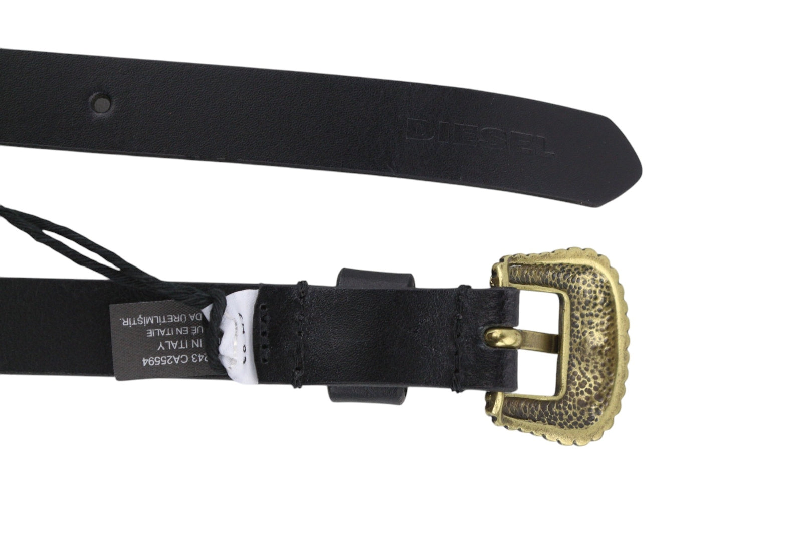 DIESEL B-Texy Women Belt 85 cm Black 100% Leather Metal Buckled Thin