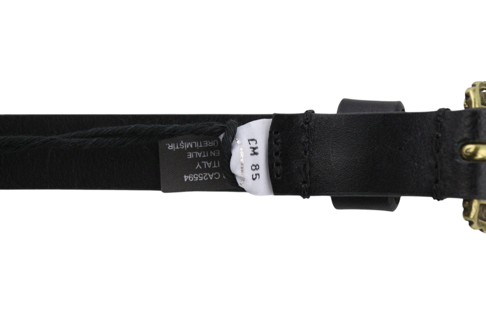 DIESEL B-Texy Women Belt 85 cm Black 100% Leather Metal Buckled Thin