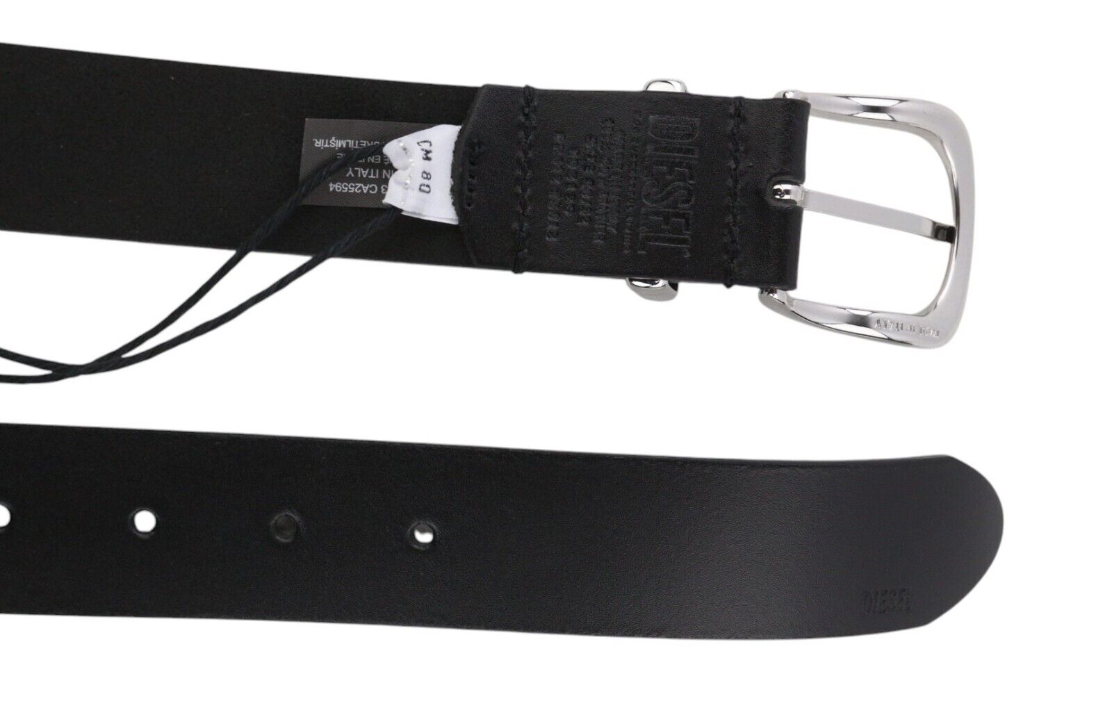DIESEL B-Burny Women Belt 80 cm Black Genuine Leather Detailed Metal RRP180
