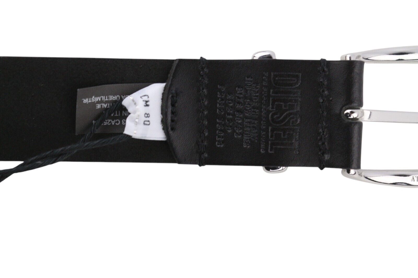 DIESEL B-Burny Women Belt 80 cm Black Genuine Leather Detailed Metal RRP180