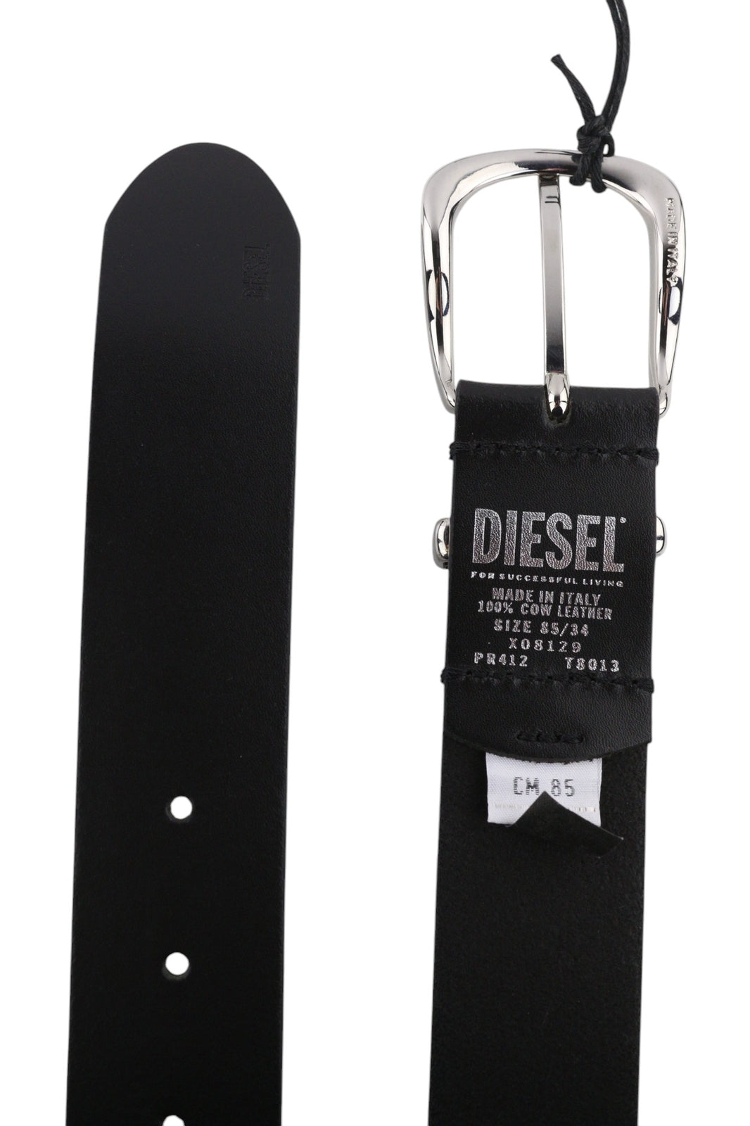 DIESEL B-Burny Women Belt 85 cm Black 100% Leather Detailed Metal RRP180