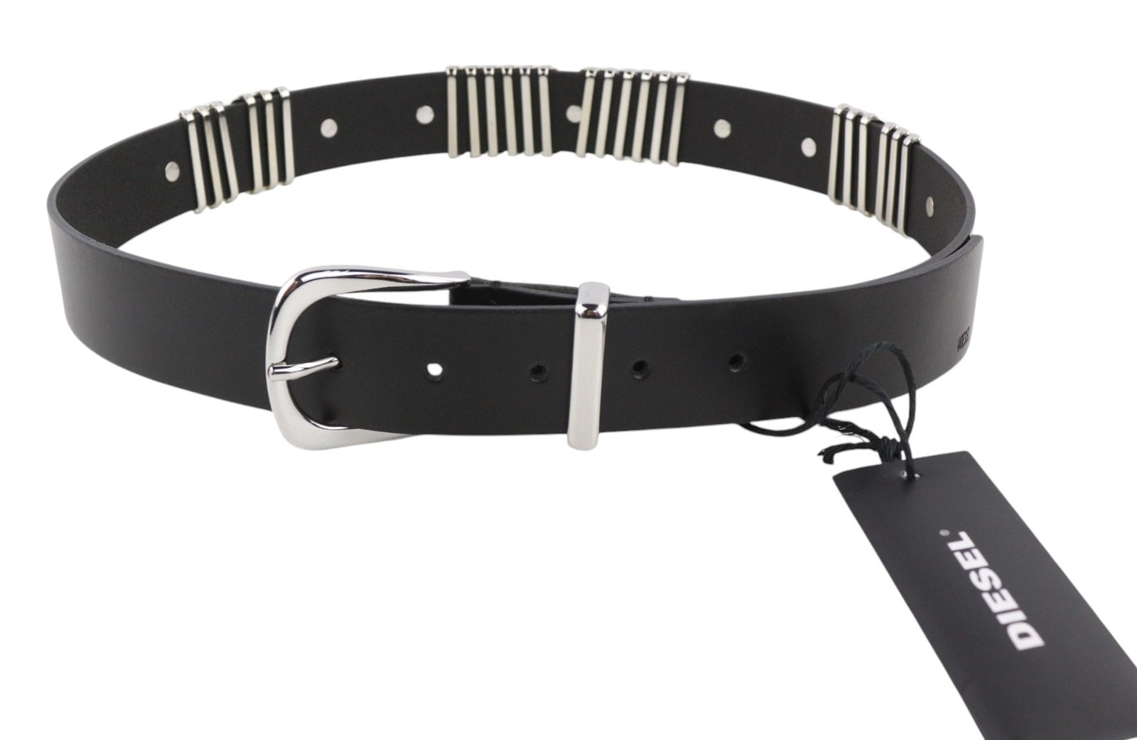 DIESEL B-Burny Women Belt 90 cm Black Genuine Leather Detailed RRP€180