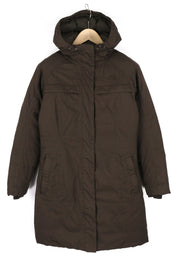 THE NORTH FACE Women Jacket S Brown Parka Goose Down Insulation Hooded Logo