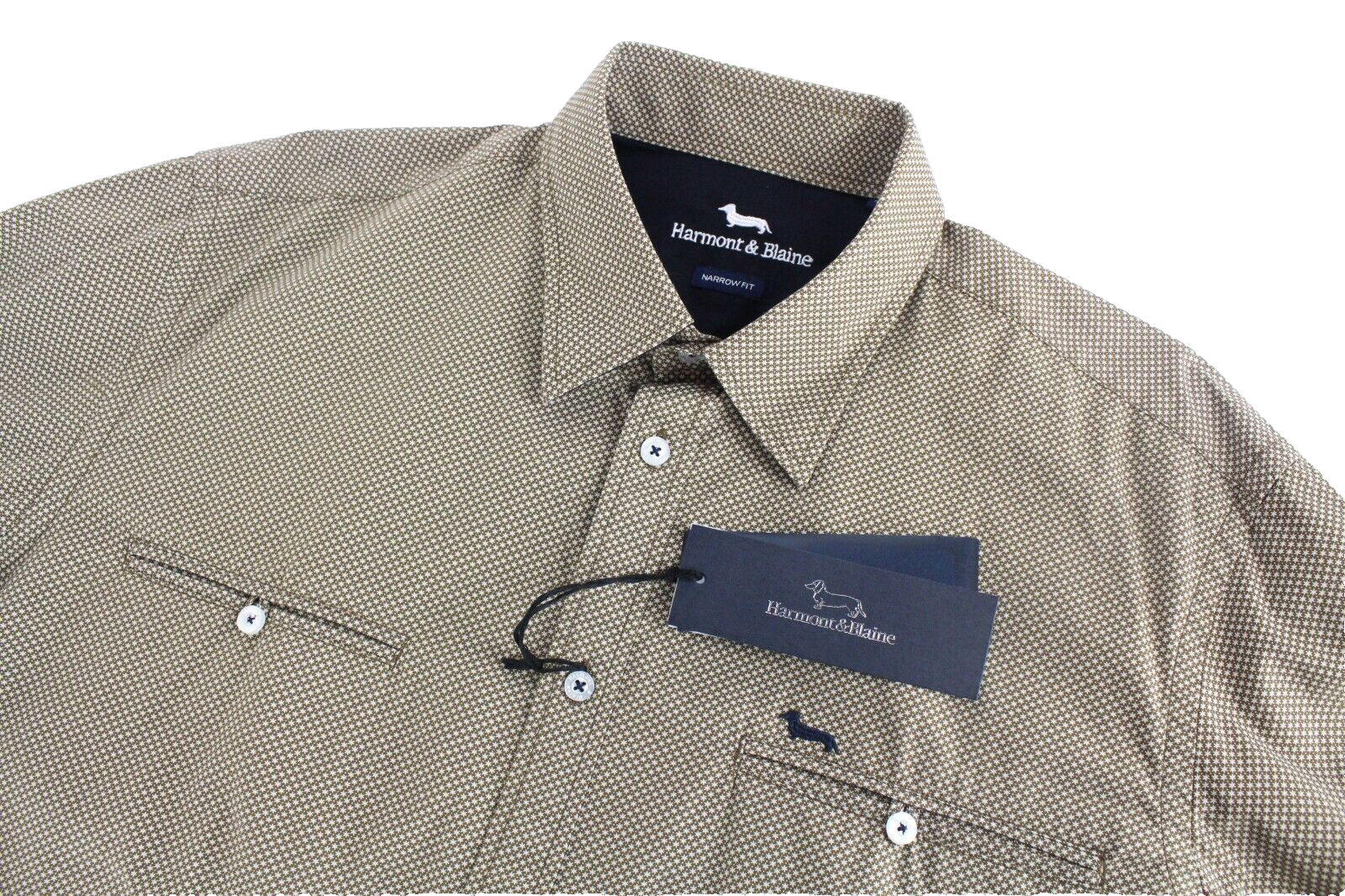 HARMONT & BLAINE Men Shirt 3XL Seamless Welt Pockets Floral Print Narrow Fit