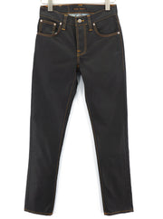 NUDIE JEANS Grim Tim Men Jeans W28/L32 Slim Fit Pure Cotton Black Coated