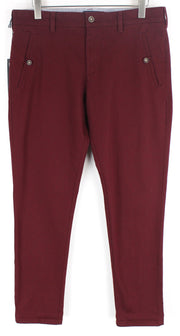 HARMONT & BLAINE Men Trousers 50 Burgundy Red Narrow Fit Stretch Twill Pocketed