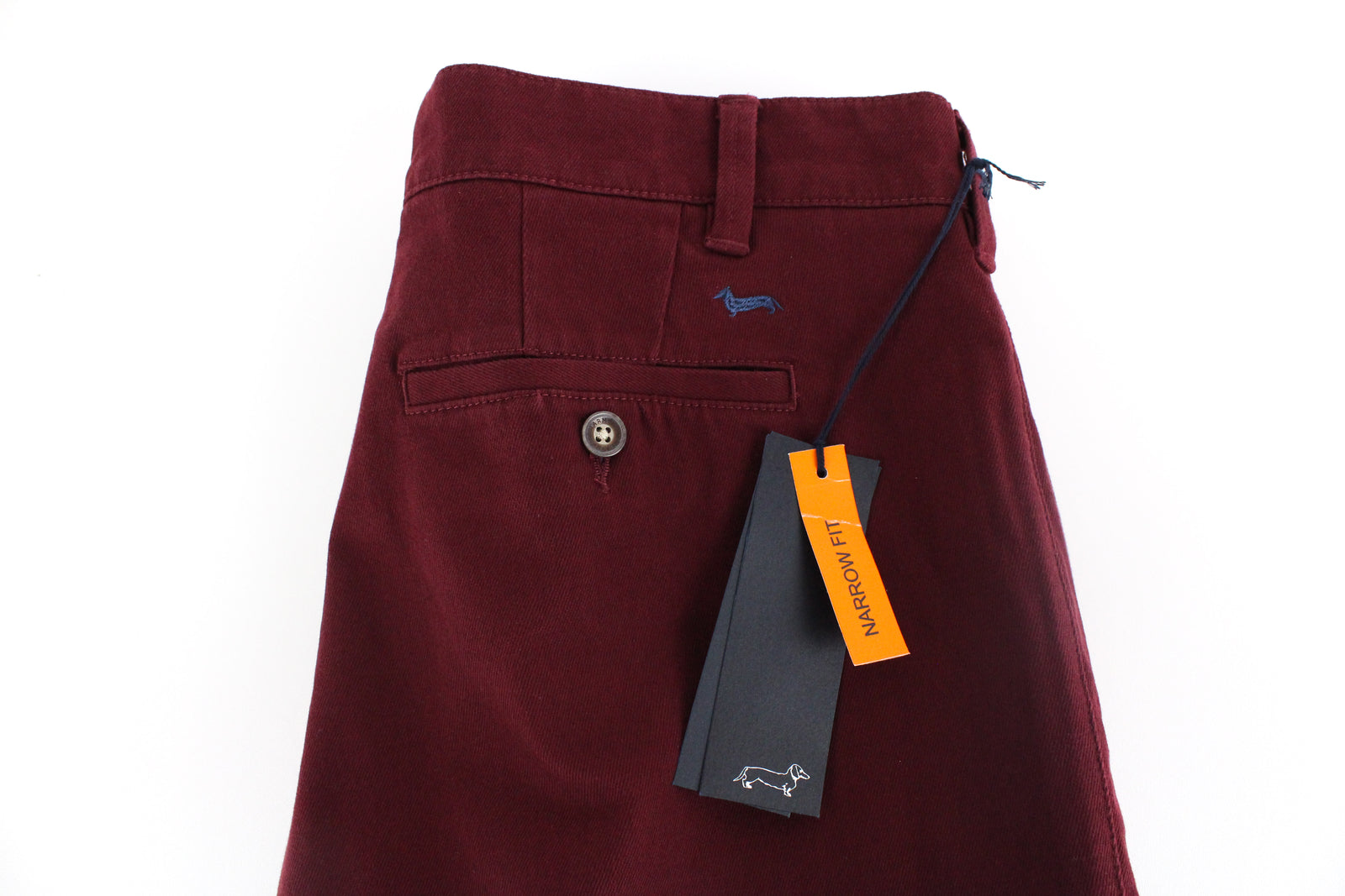 HARMONT & BLAINE Men Trousers 50 Burgundy Red Narrow Fit Stretch Twill Pocketed