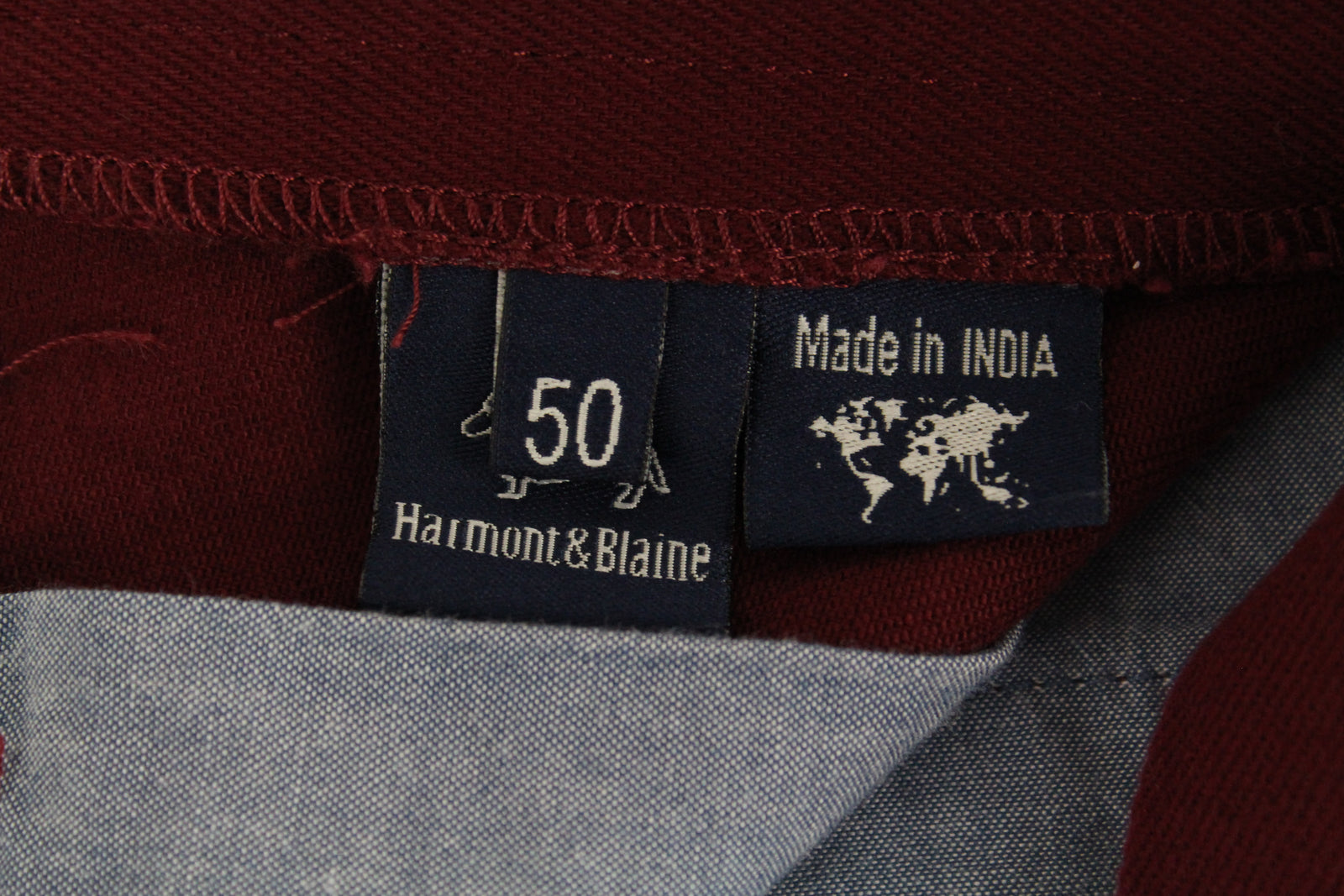 HARMONT & BLAINE Men Trousers 50 Burgundy Red Narrow Fit Stretch Twill Pocketed