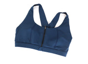 SWEATY BETTY XS Navy Zip-Front Gym Bra with Crossed Back Straps