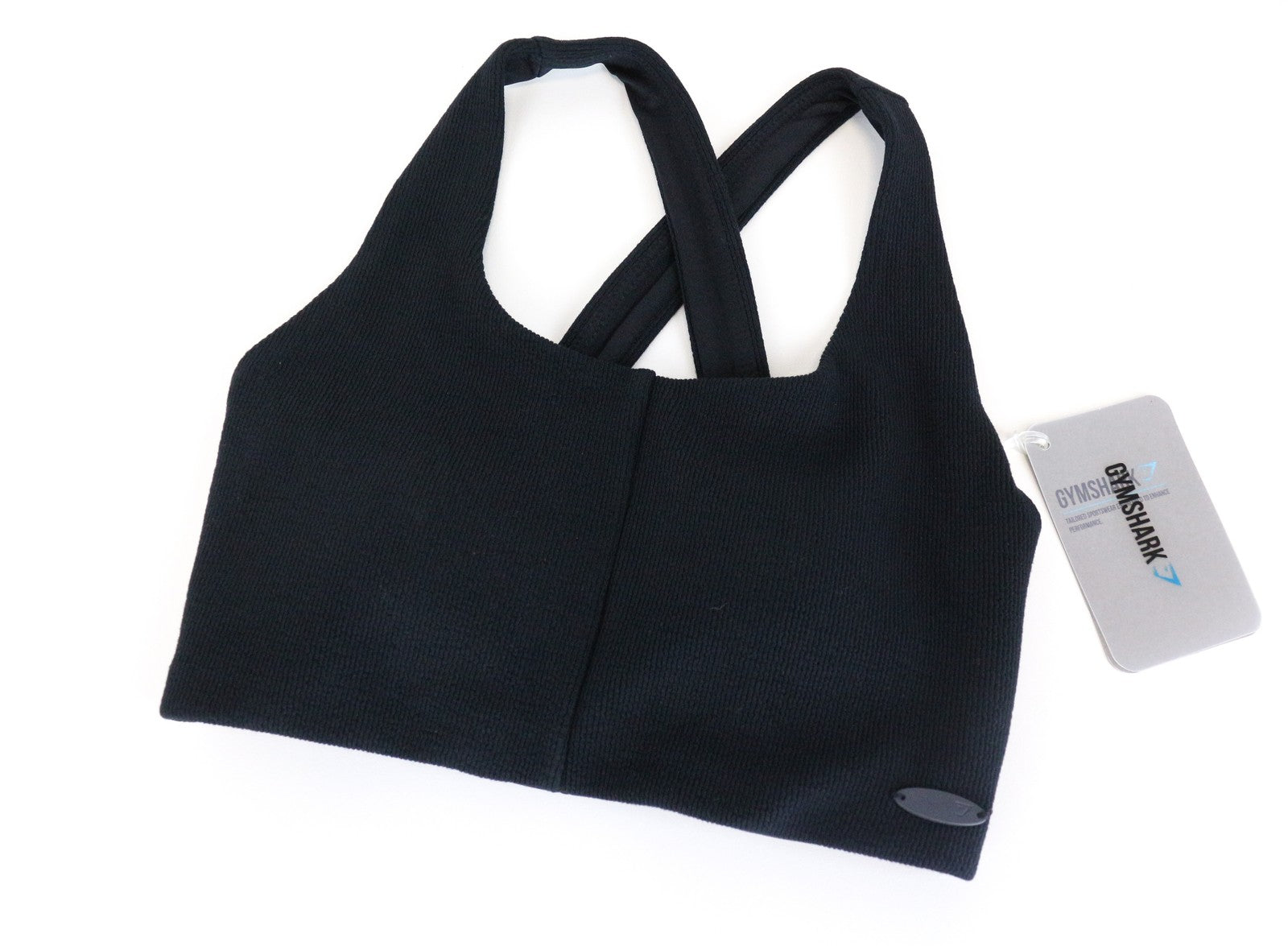 GYMSHARK XS Poise Sports Bra Black Stretch Sleeveless with Cross Straps