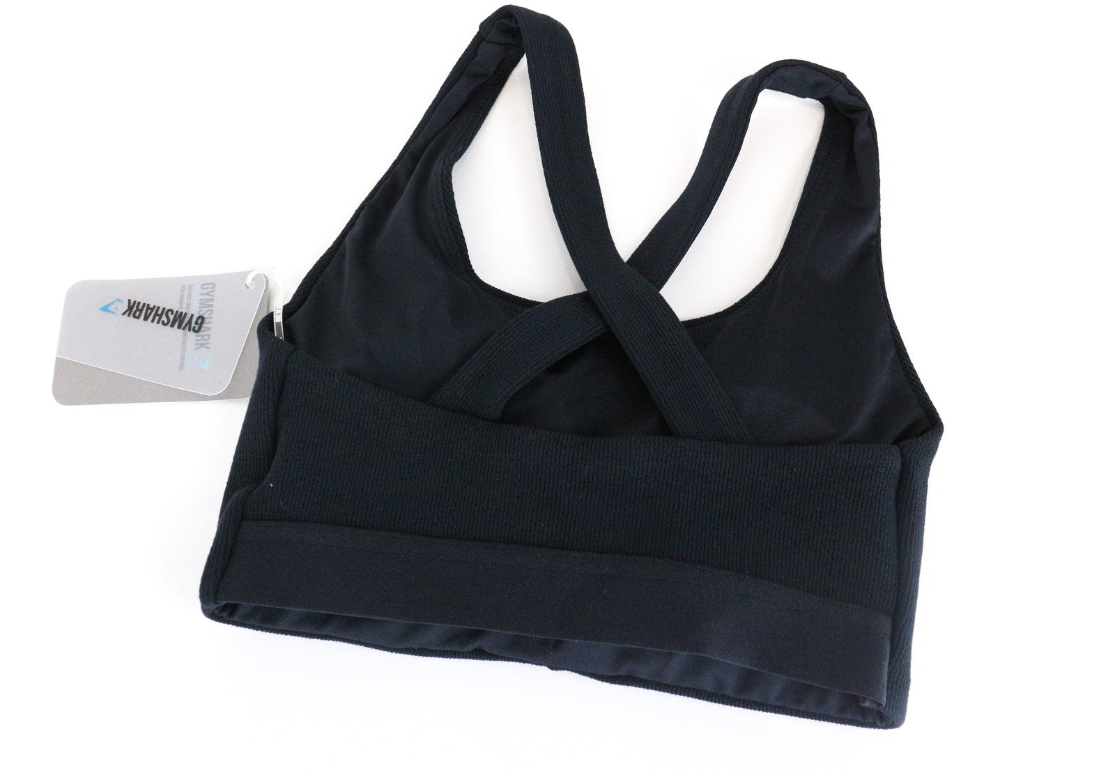 GYMSHARK XS Poise Sports Bra Black Stretch Sleeveless with Cross Straps
