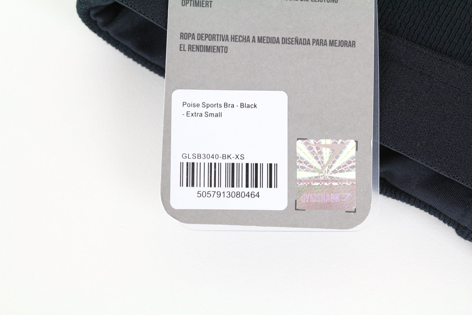 GYMSHARK XS Poise Sports Bra Black Stretch Sleeveless with Cross Straps