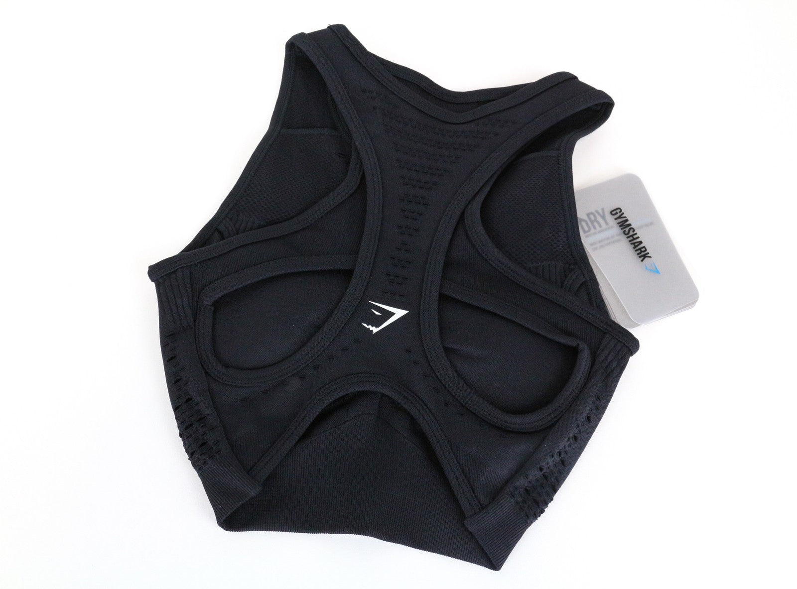 GYMSHARK XS Flawless Knit Black Gym Sports Bra Women's Stretch Activewear