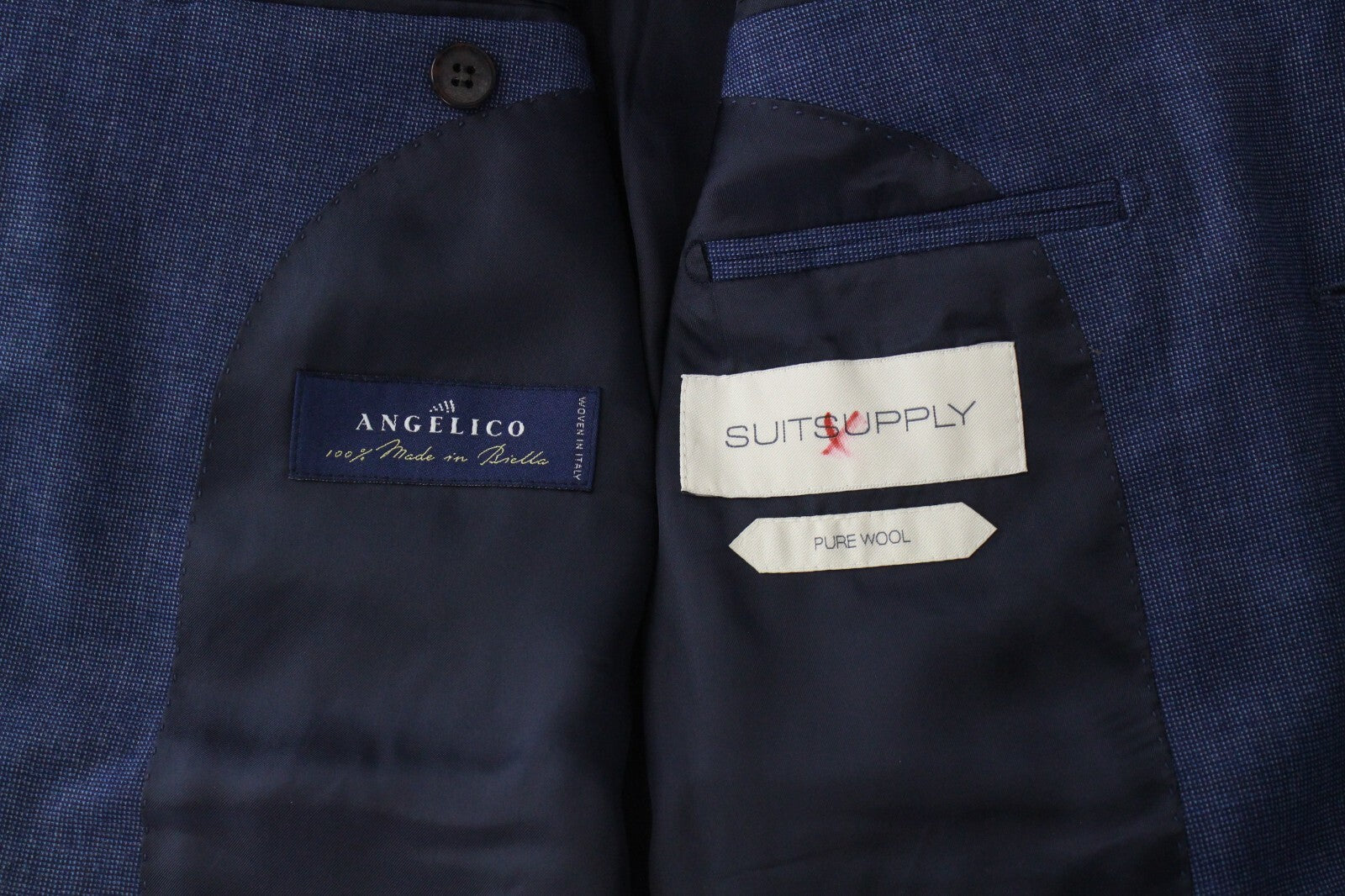 SUITSUPPLY Lazio Suit Men's UK36S Blue Wool Slim Fit 2 Piece with Pleats