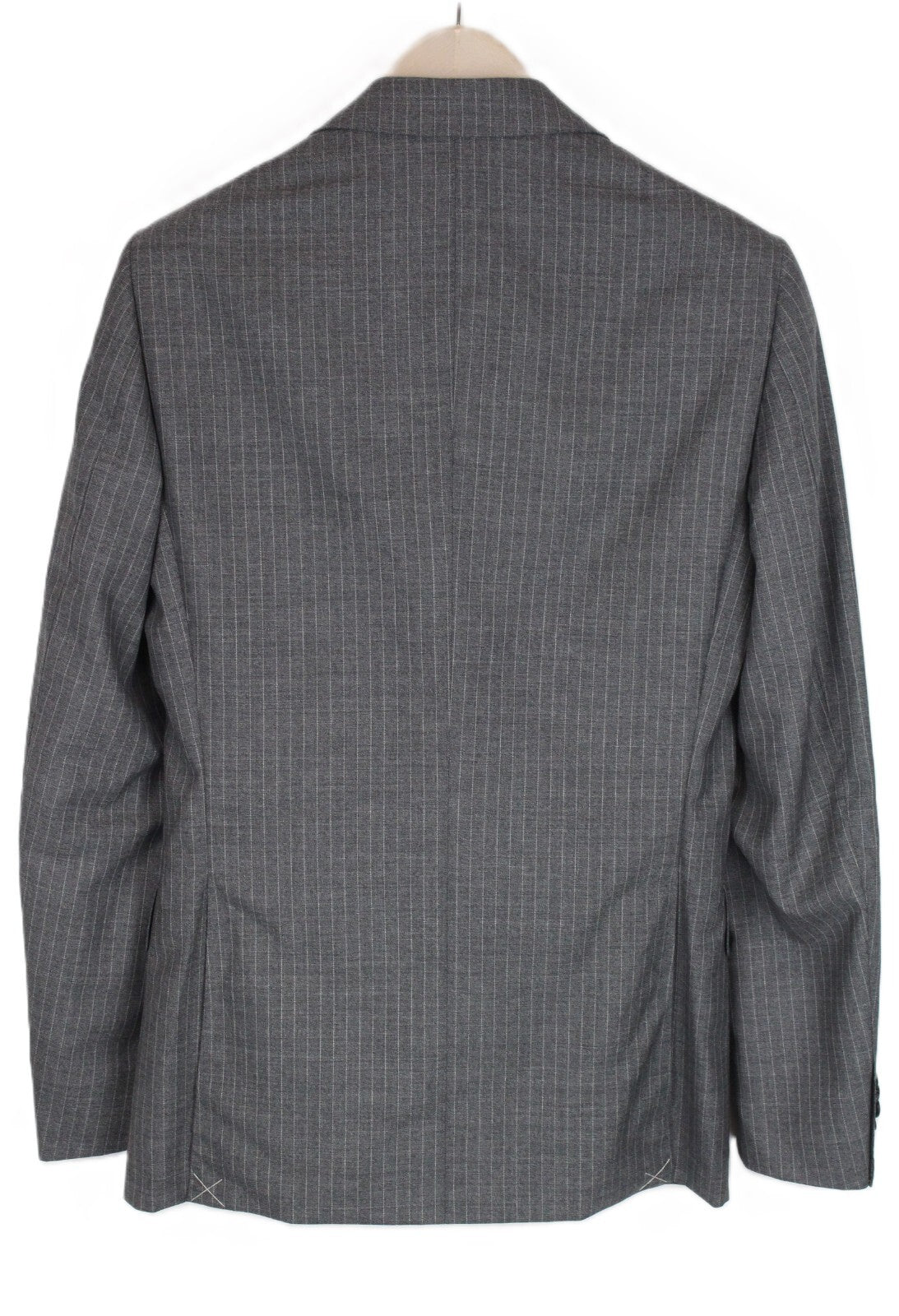 SUITSUPPLY Lazio vyriškas pilkas švarkas UK36R grynos vilnos dryžuotas su vienu ventiliacijos skeltuku 