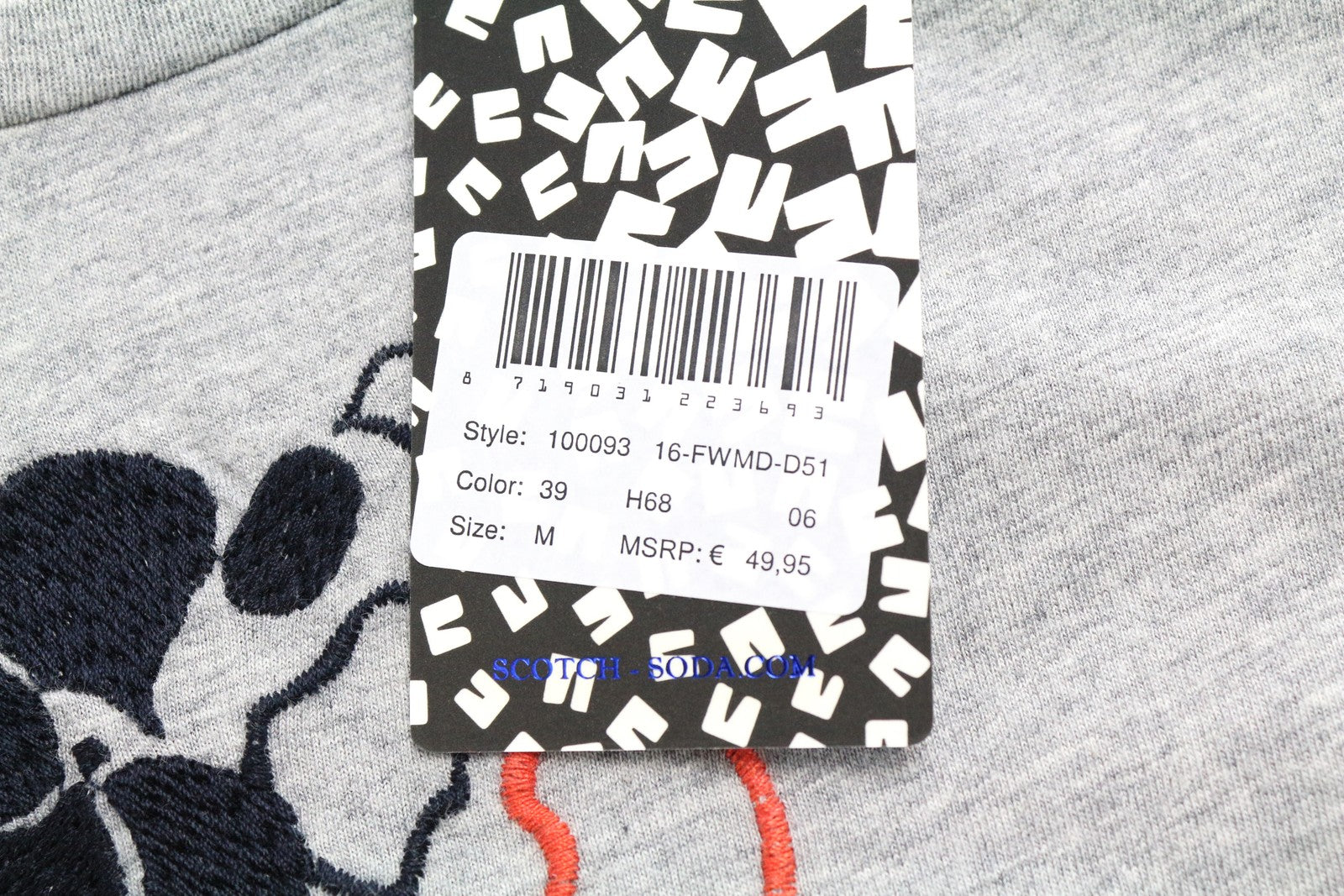 SCOTCH & SODA Ams Blauw Men's Grey Cotton Tee M Embroidered Short Sleeve