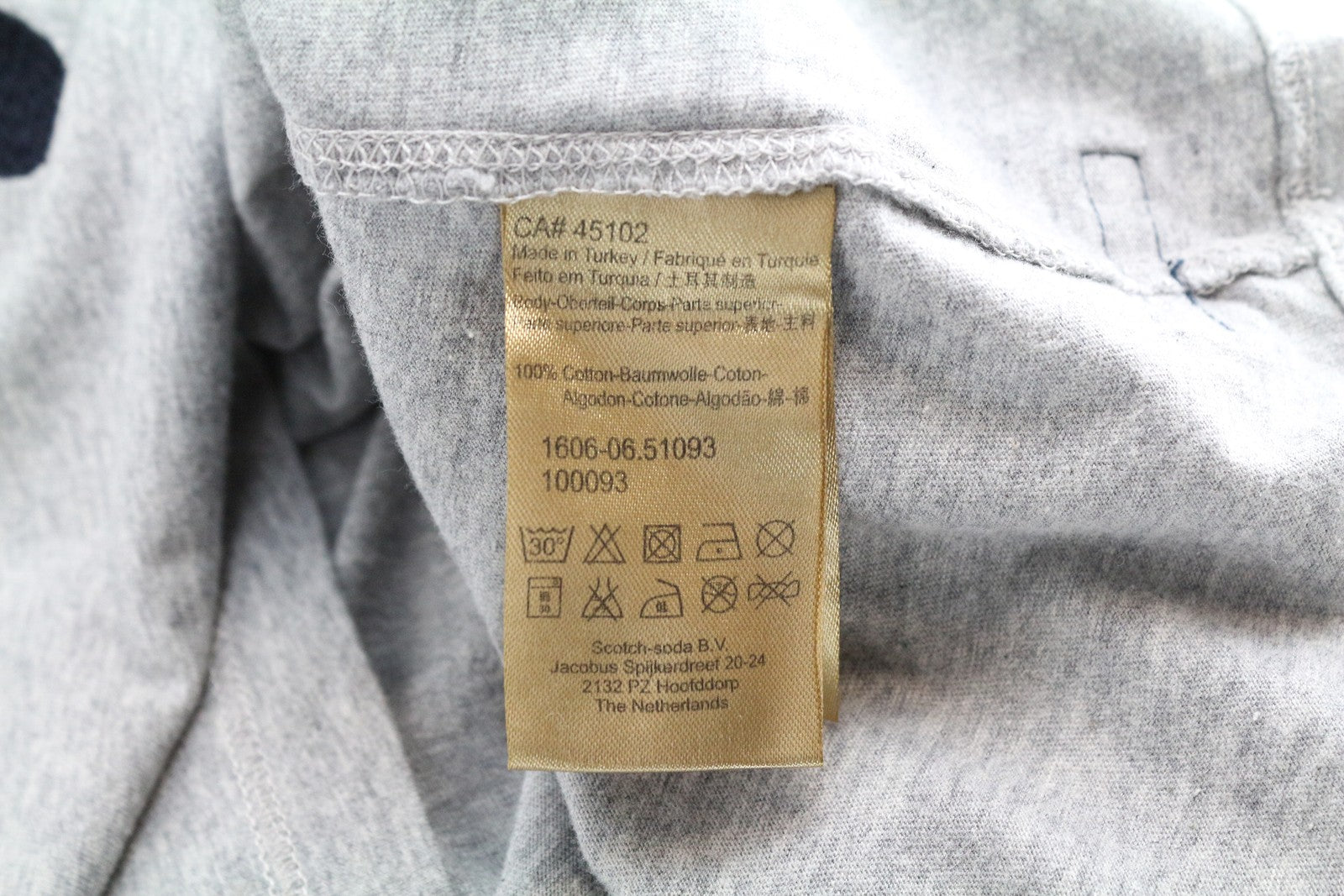 SCOTCH & SODA Ams Blauw Men's Grey Cotton Tee M Embroidered Short Sleeve