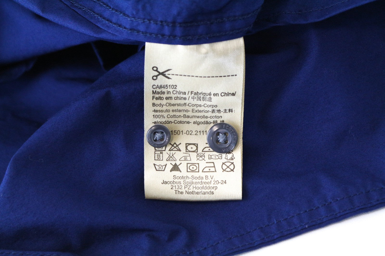 SCOTCH & SODA Ams Couture Blue Slim S Cotton Button-Up Men's Short Sleeve