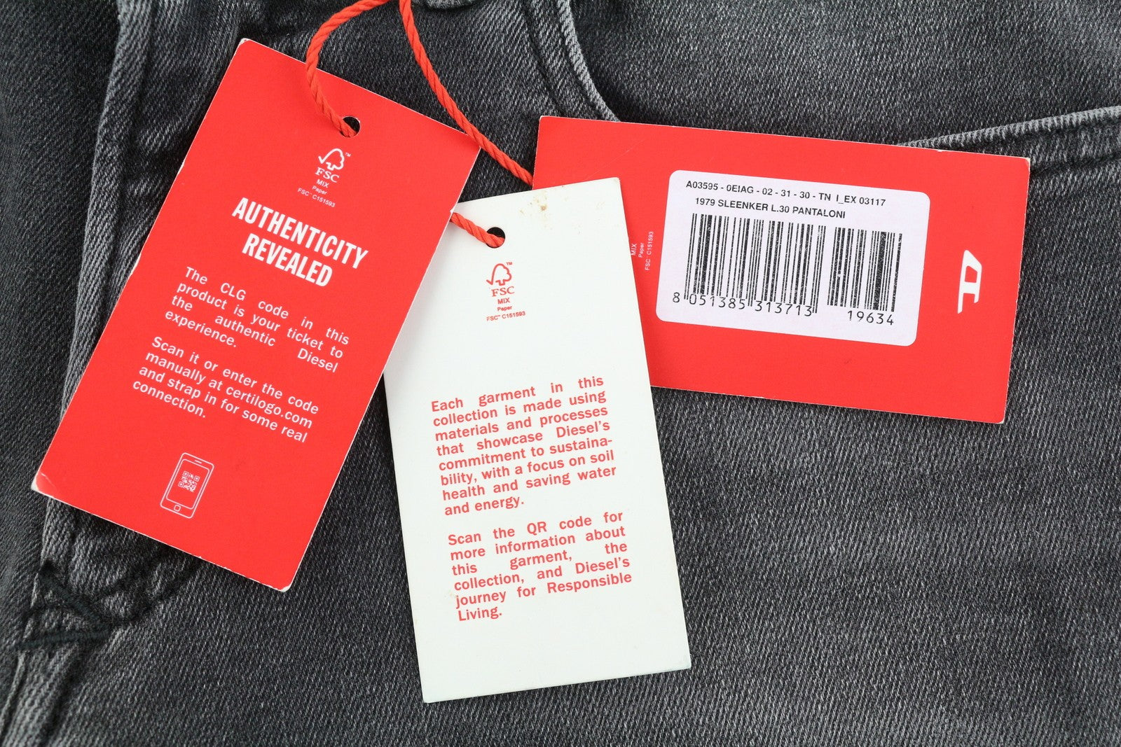 DIESEL 1979 Sleenker 0EIAG vyriški džinsai W31/L30 aptempti, žemo juosmens, skalbti džinsai 