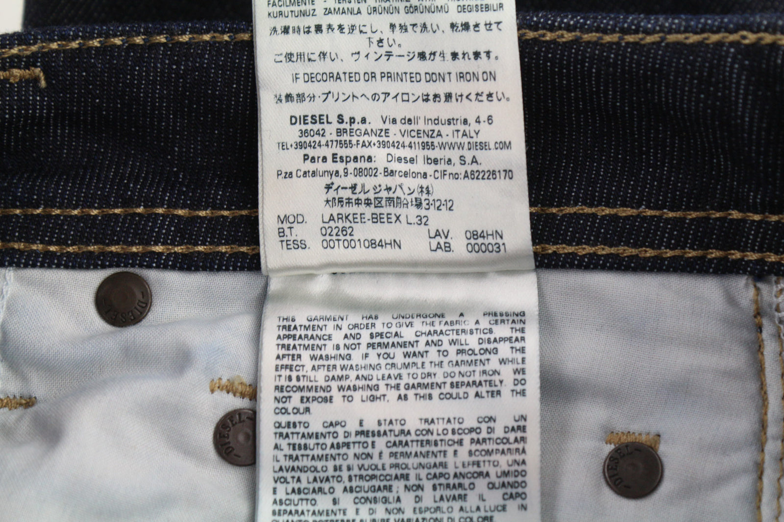 DIESEL Larkee-Beex 084HN Men Jeans W27/L32 Regular Tapered Stretch Dark Blue