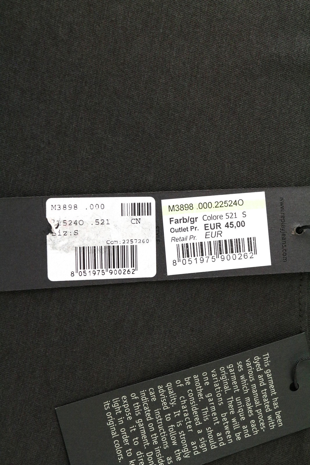 REPLAY Men's Tee Greyish Brown S Cotton Blend Long Sleeve Pocket Pullover