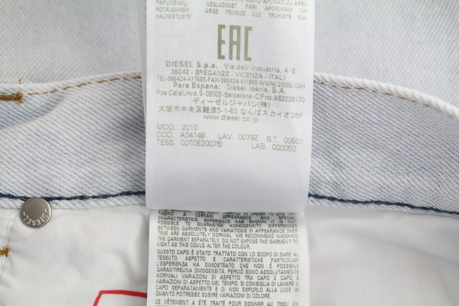 DIESEL 2010 0079Z Men Jeans W33/L30 Loose Fit Straight Leg Mid Waist RRP€250