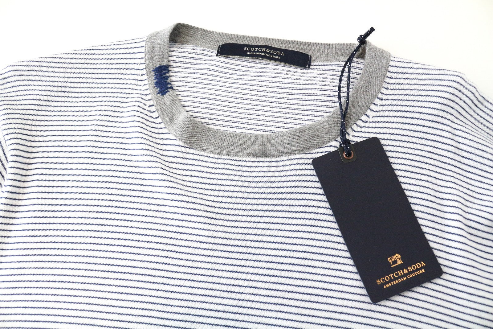 SCOTCH & SODA Ams Couture White Pullover Sweatshirt M Men's Stripe Long