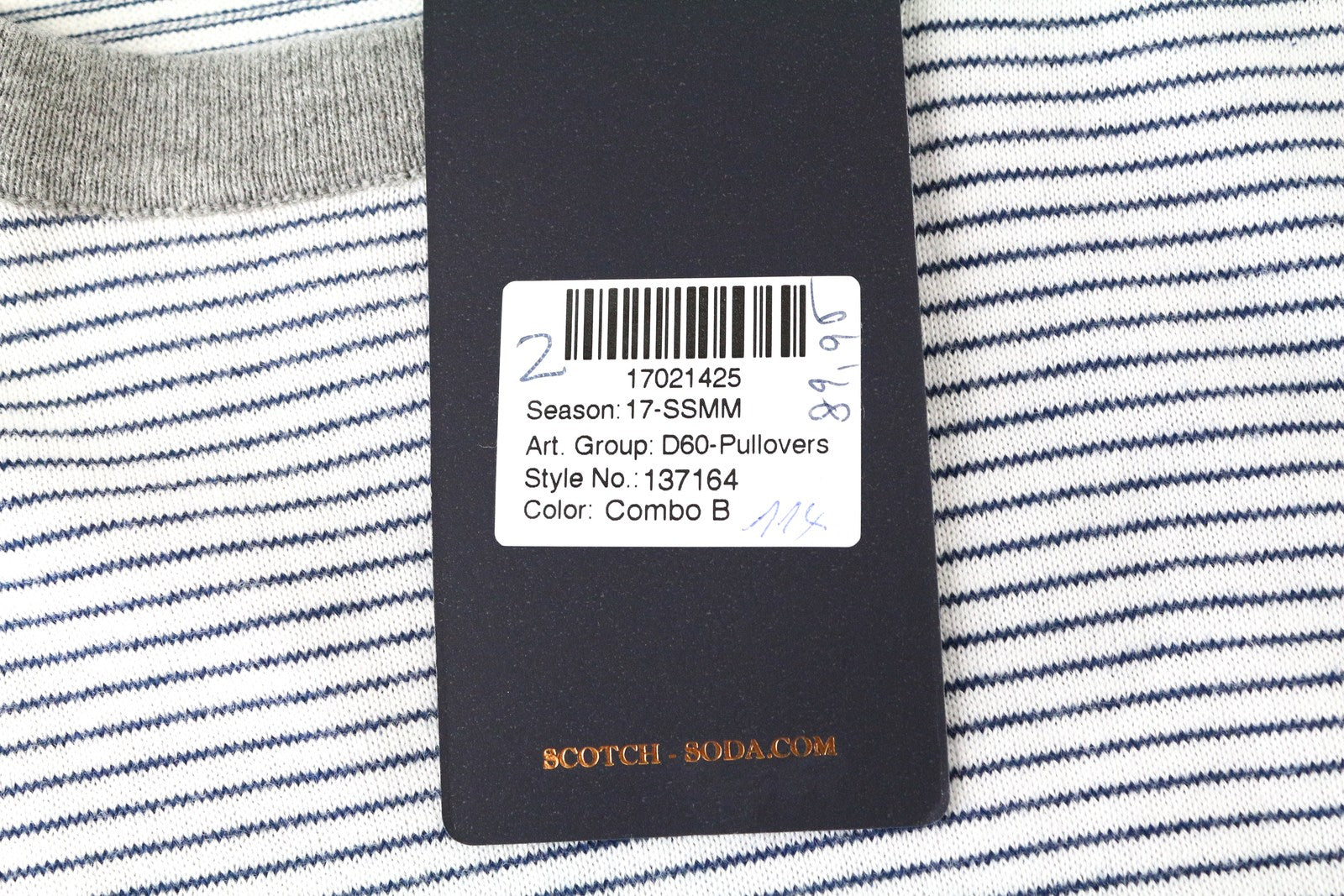 SCOTCH & SODA Ams Couture White Pullover Sweatshirt M Men's Stripe Long