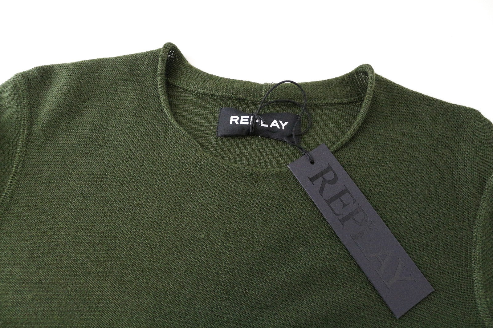 REPLAY Men's Green Wool Blend Pullover Sweatshirt S Long Sleeve Casual