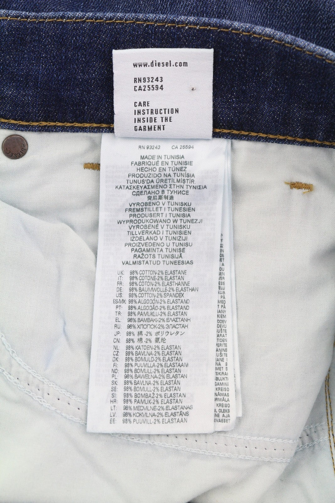 DIESEL D-Fining 009ZU Men Jeans W31/L34 Tapered Fit Stretch Buttoned Washed Blue