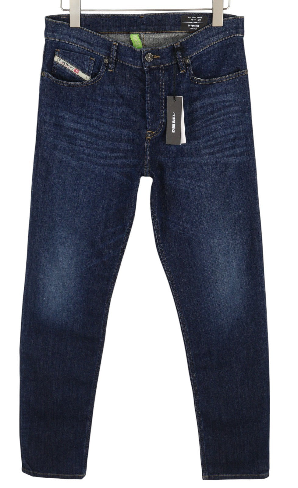 DIESEL D-Fining 009ZU Men Jeans W31/L34 Tapered Fit Stretch Buttoned Washed Blue